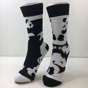 Your Missing Sock Unisex Panda Face Novelty Crew Socks 2 Pack Black White